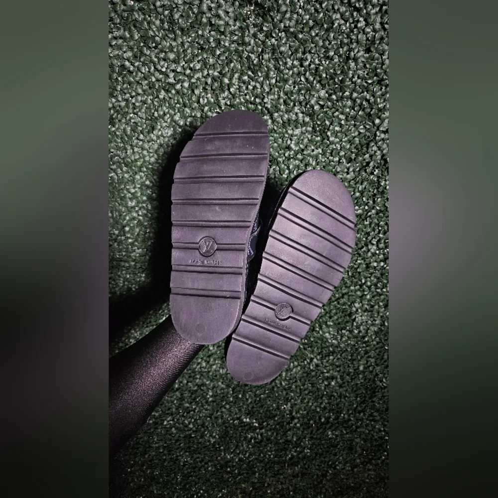 Louis Vuitton Black and Gold Loafers